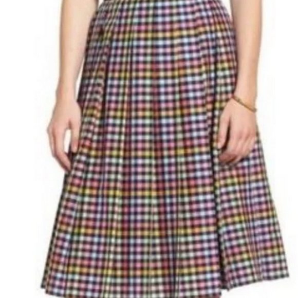 1901 NORDSTROMS MULTI COLORED CHECKERED PLEATED SKIRT - SIZE 8 - Picture 1 of 8